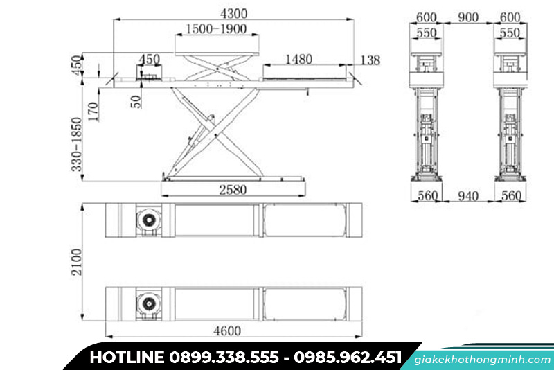 Bản vẽ bàn nâng chữ X