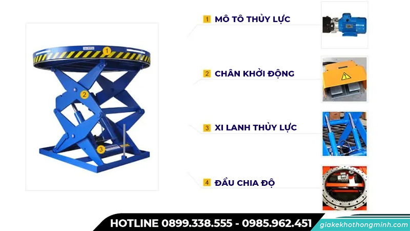 Cấu tạo bàn nâng thủy lực tròn