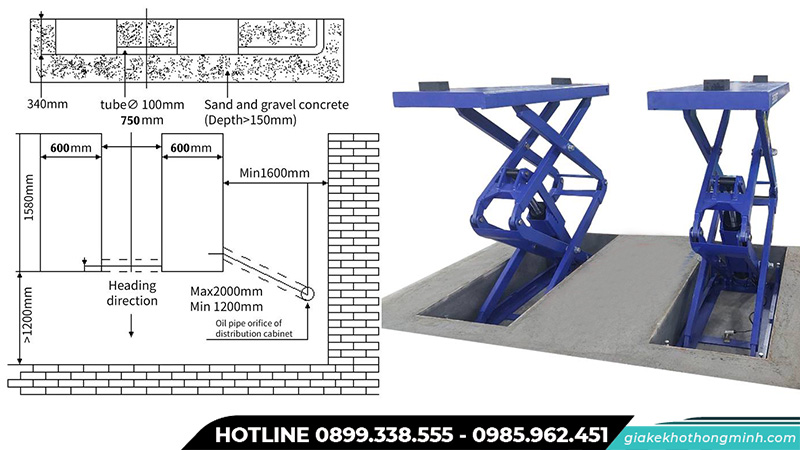 Lắp đặt bàn nâng thủy lực theo bản vẽ